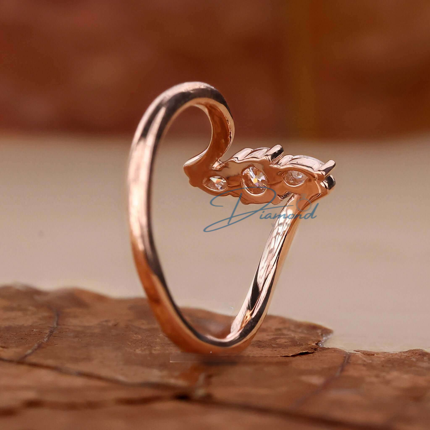 Round and Pear Lab Grown Diamond Promise Ring