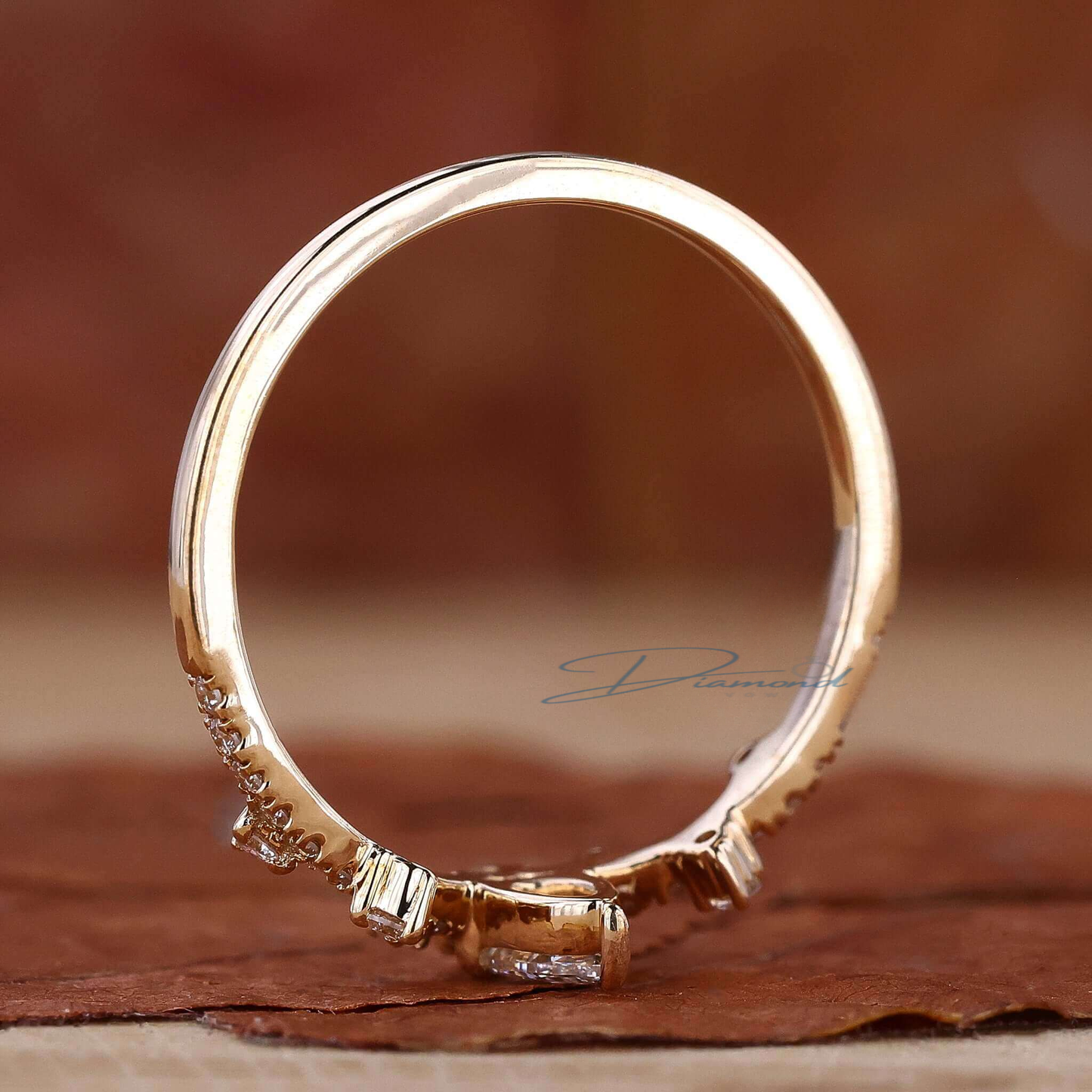 0.24 CT Round Rose Cut Lab Created Diamond Engagement Ring