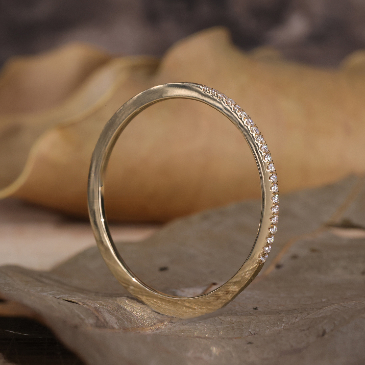 Minimalist Round Lab Grown Diamond Wedding Band, Half Eternity Band