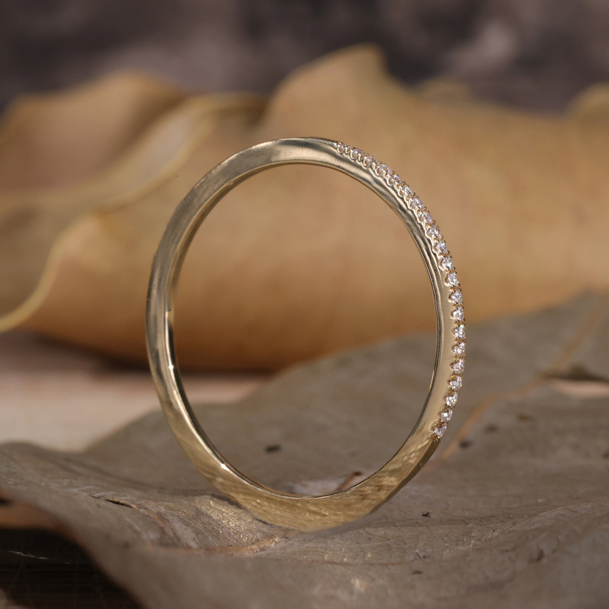 Minimalist Round Lab Grown Diamond Wedding Band, Half Eternity Band