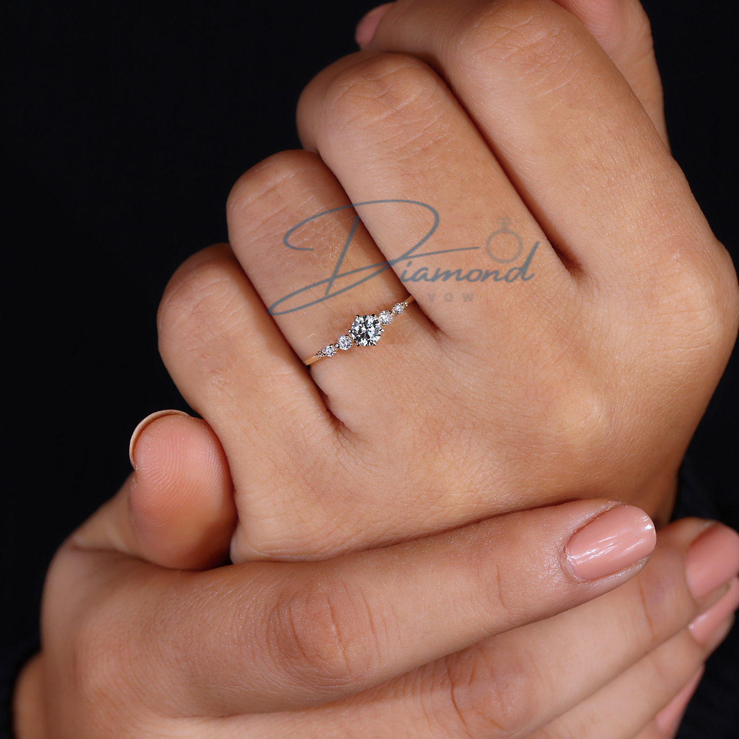 5 Stone Engagement Ring with Round Diamonds