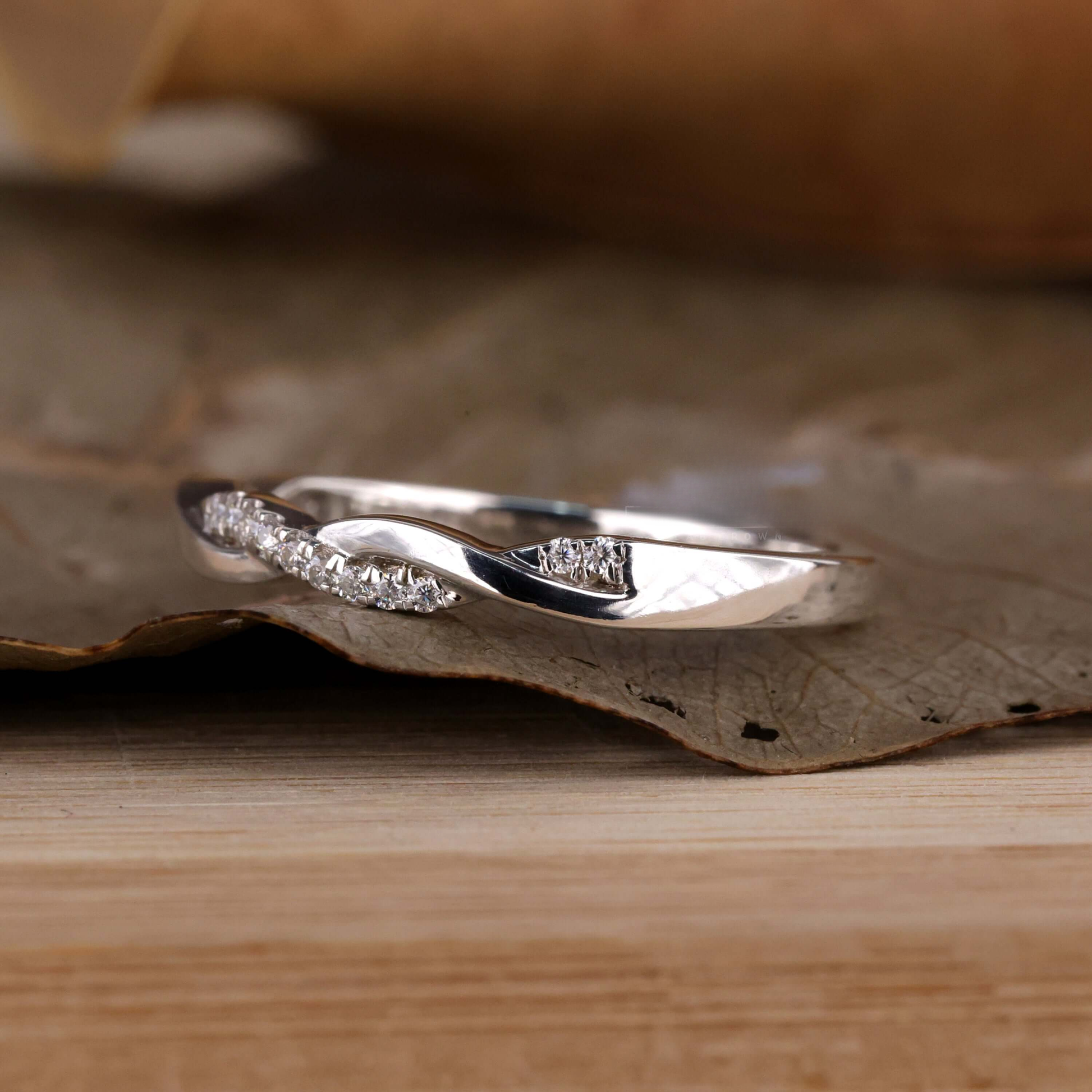 Round Diamond Wedding Band, Lab Grown Diamonds Pave Half Eternity Band