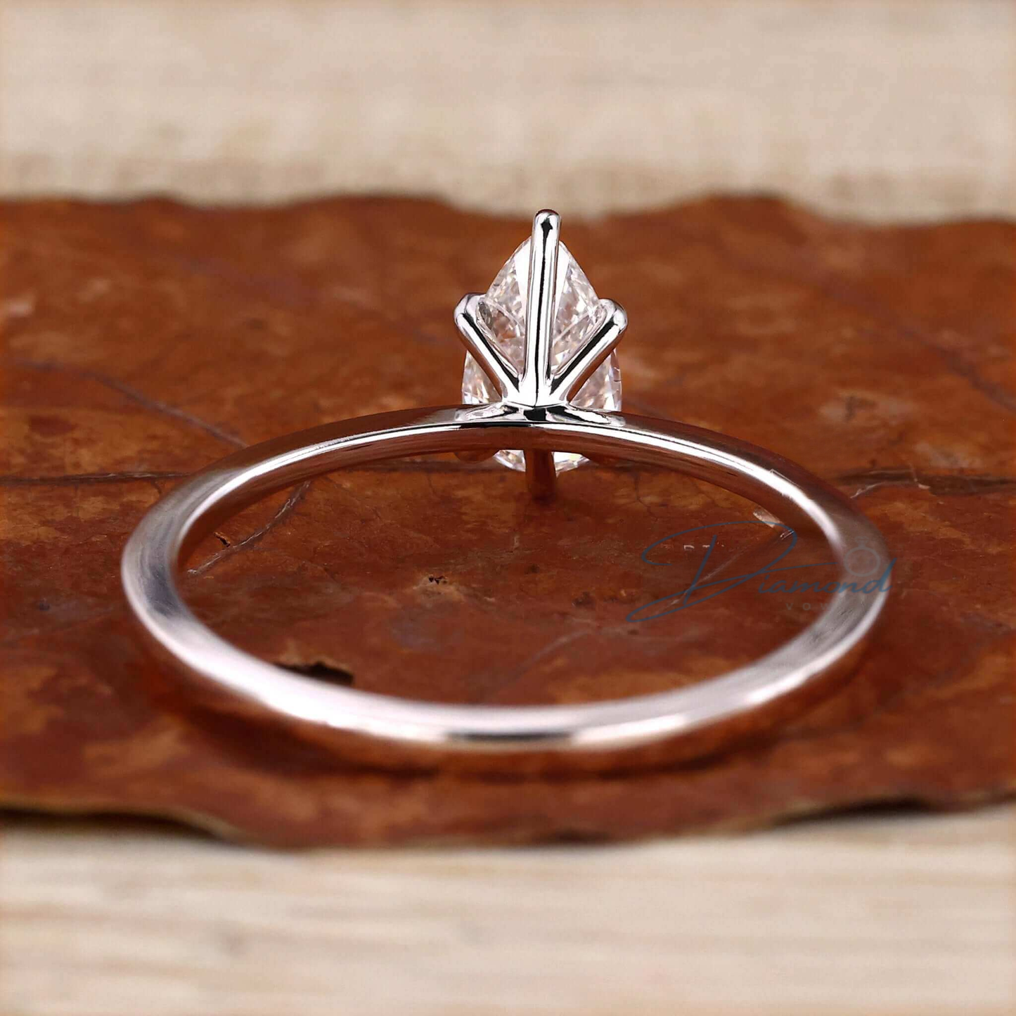 Pear Cut Lab Grown Diamond Chevron Style Promise Ring