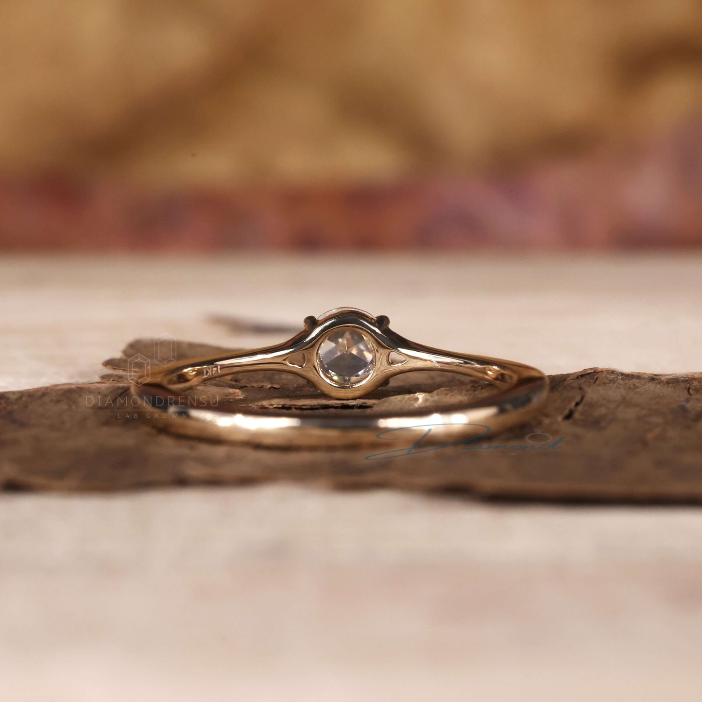 0.24 CT Round Rose Cut Lab Created Diamond Engagement Ring