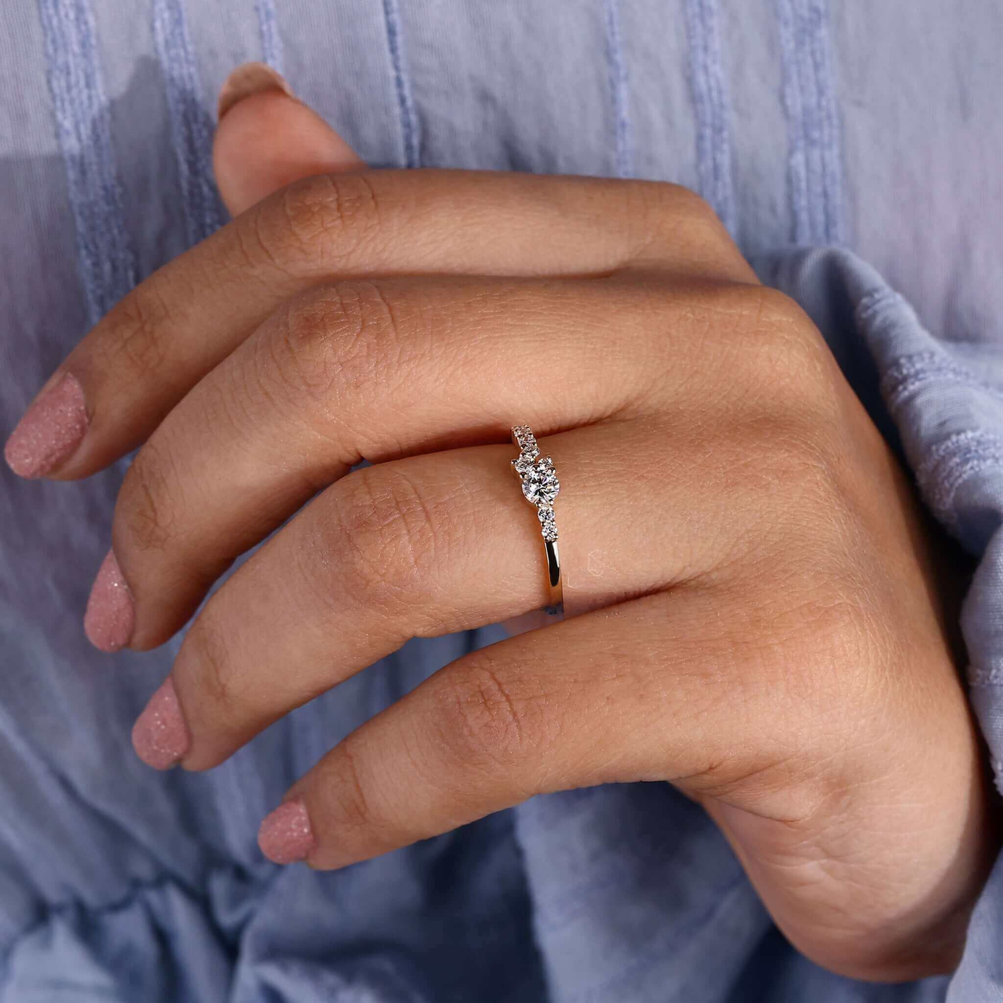 Round Brilliant Cut Lab Grown Diamond Cluster Engagement Ring for Her