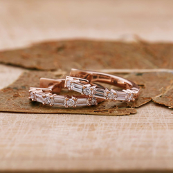 0.36 TCW Baguette and Round Cut Lab Grown Diamond Hoop Earrings