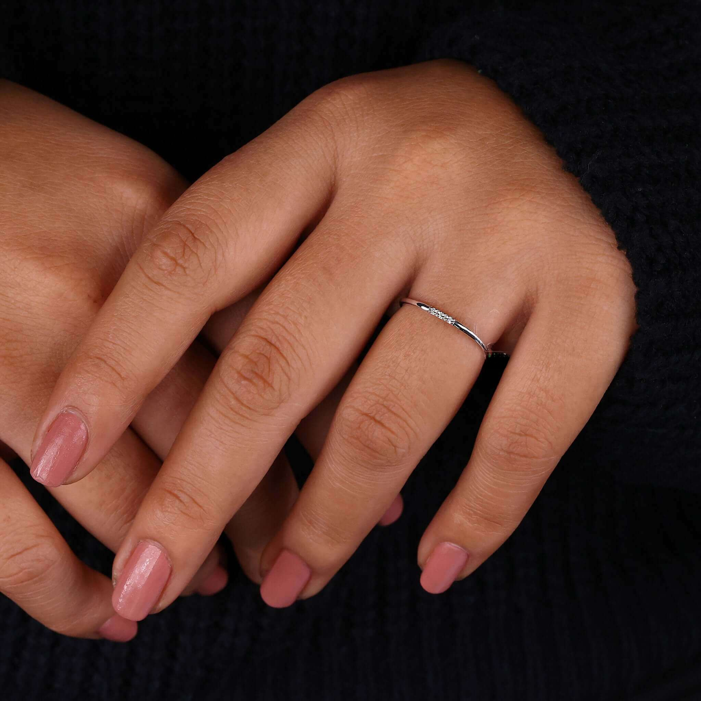 Round Lab Grown Diamond Dainty Wedding Band