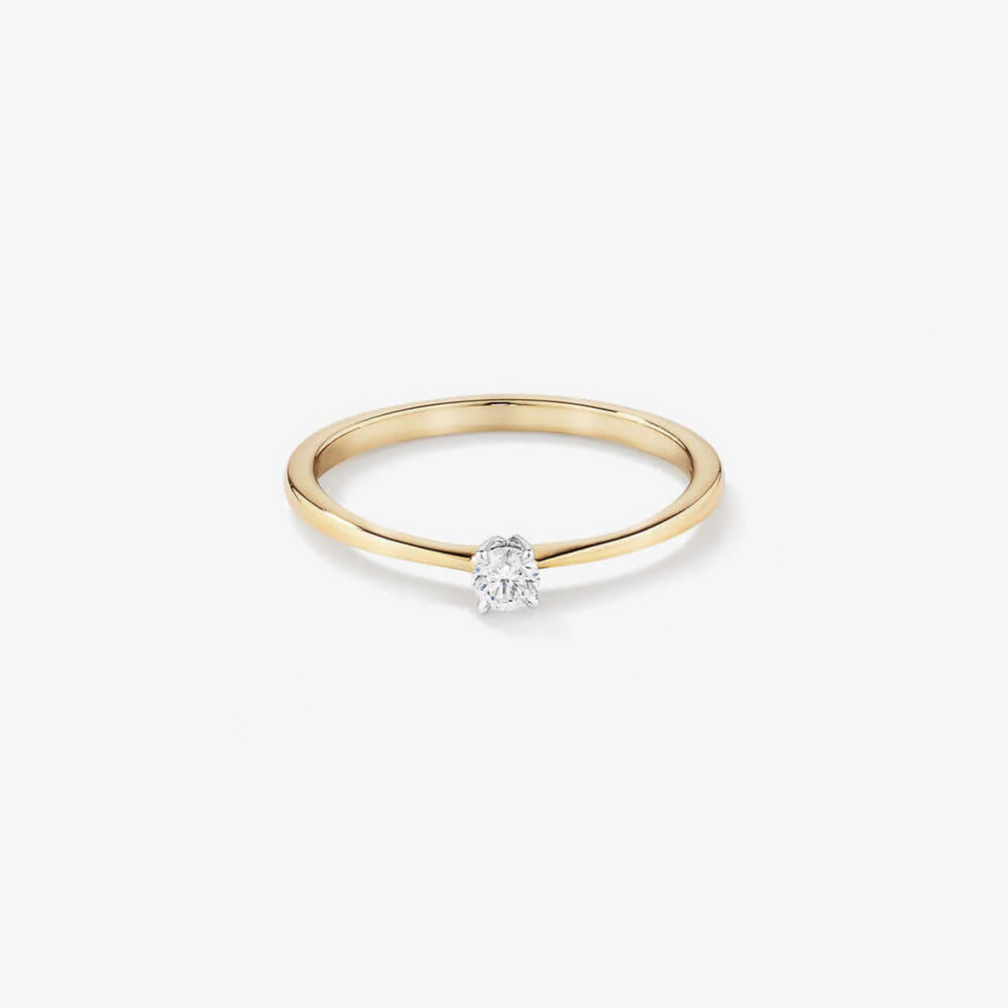0.10 Carat TW Round Brilliant Cut Diamond Solitaire Promise Ring in 14kt Yellow and White Gold
