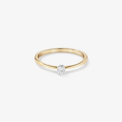 0.10 Carat TW Round Brilliant Cut Diamond Solitaire Promise Ring in 14kt Yellow and White Gold