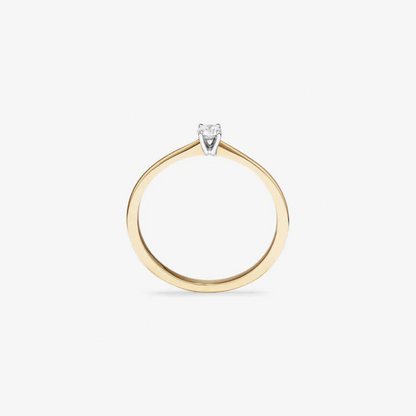 0.10 Carat TW Round Brilliant Cut Diamond Solitaire Promise Ring in 14kt Yellow and White Gold