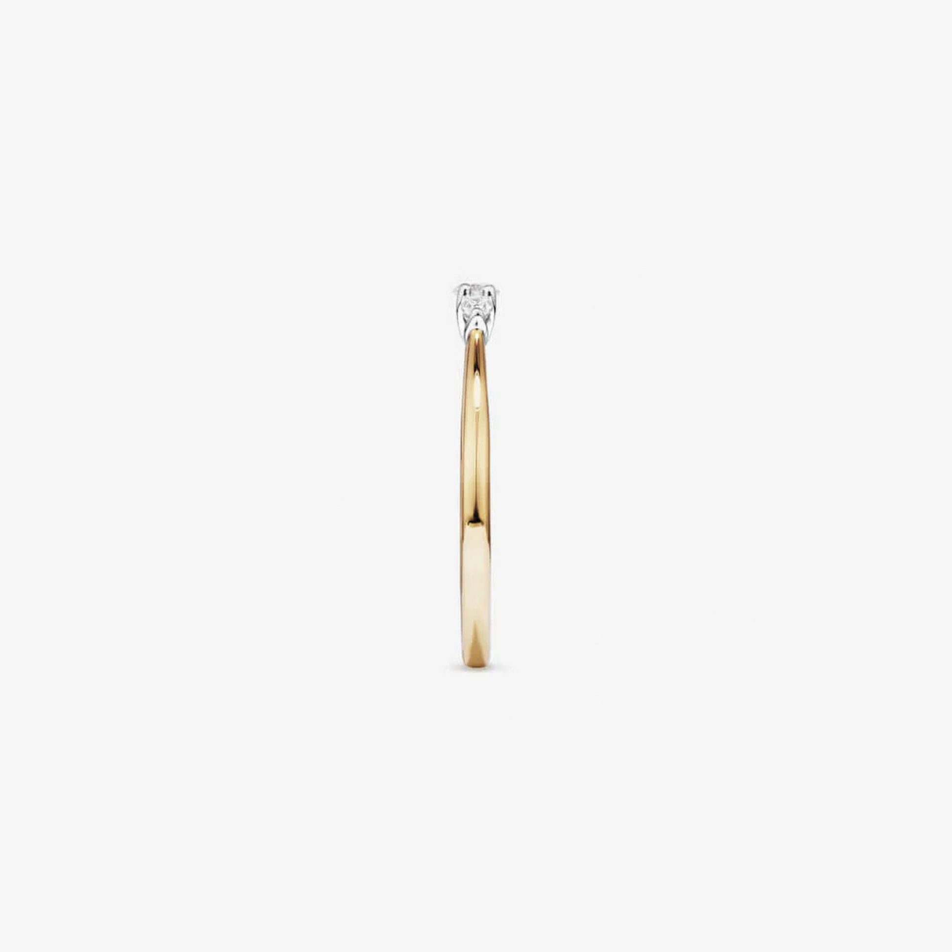 0.15 Carat TW Three Stone Round Brilliant and Oval Cut Diamond Promise Ring in 14kt Yellow and White Gold