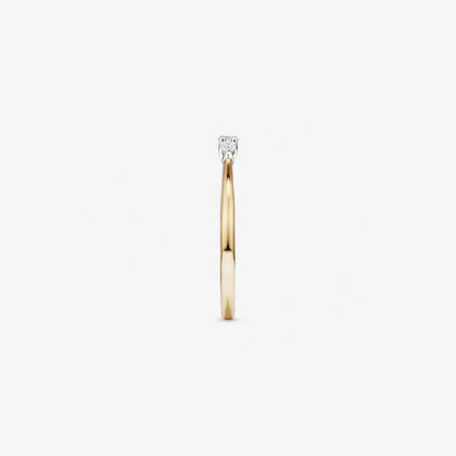 0.15 Carat TW Three Stone Round Brilliant and Oval Cut Diamond Promise Ring in 14kt Yellow and White Gold