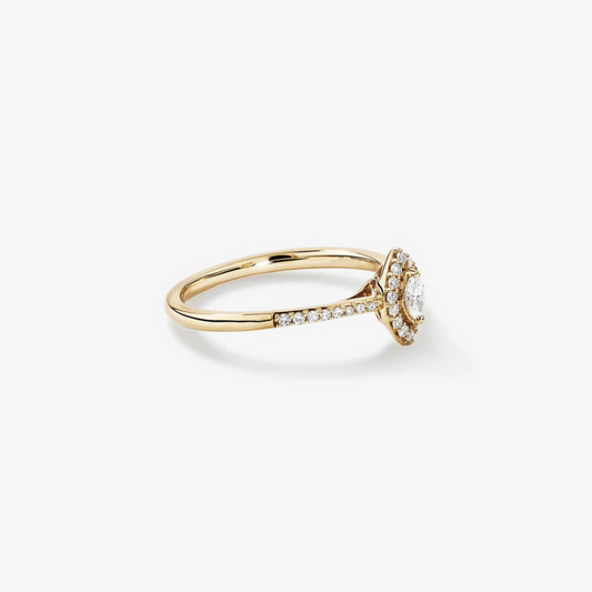 0.20 Carat TW Marquise Cut Diamond Halo Promise Ring in 14kt Yellow Gold