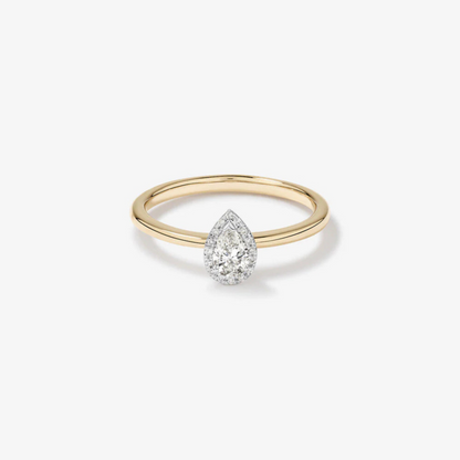 0.31 Carat TW Pear Cut Diamond Halo Engagement Ring in 14kt Yellow and White Gold