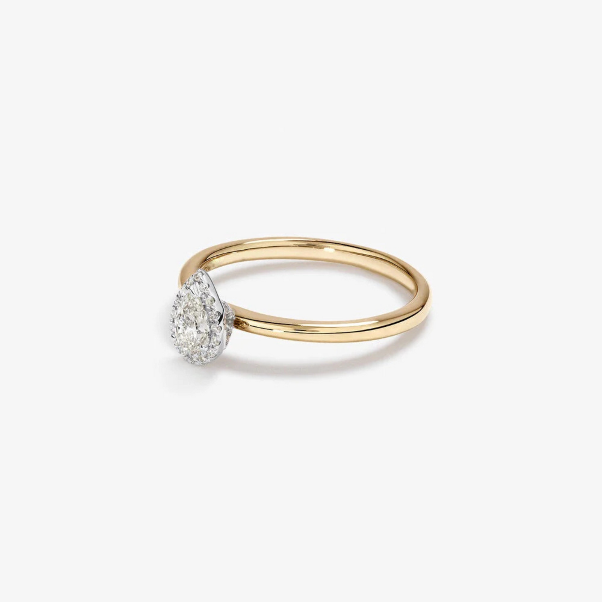 0.31 Carat TW Pear Cut Diamond Halo Engagement Ring in 14kt Yellow and White Gold