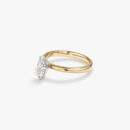 0.70 Carat TW Certified Marquise Cut Diamond Solitaire Engagement Ring in 14kt Yellow and White Gold