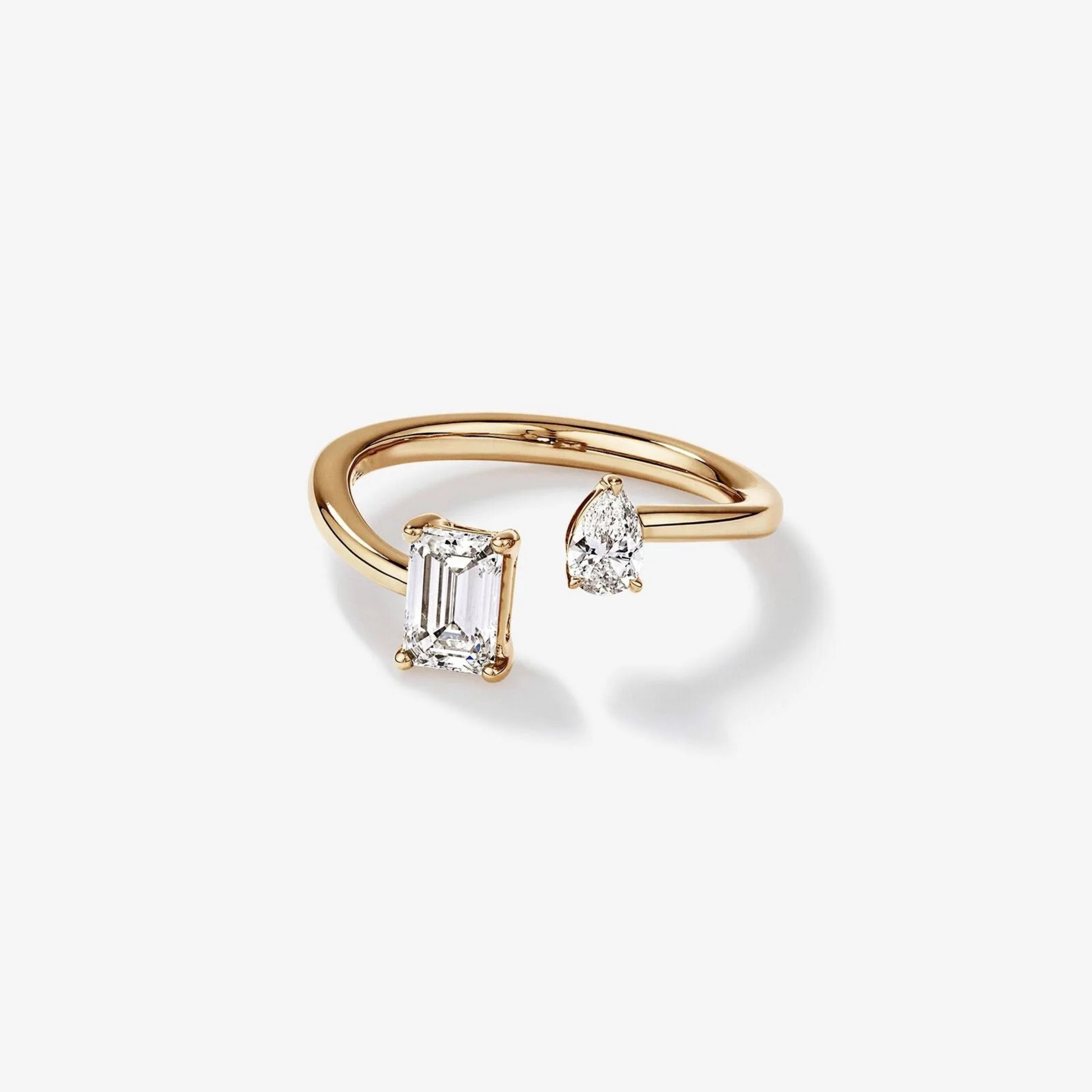 0.88 Carat TW Two Stone Emerald and Pear Cut Laboratory-Grown Diamond Engagement Ring