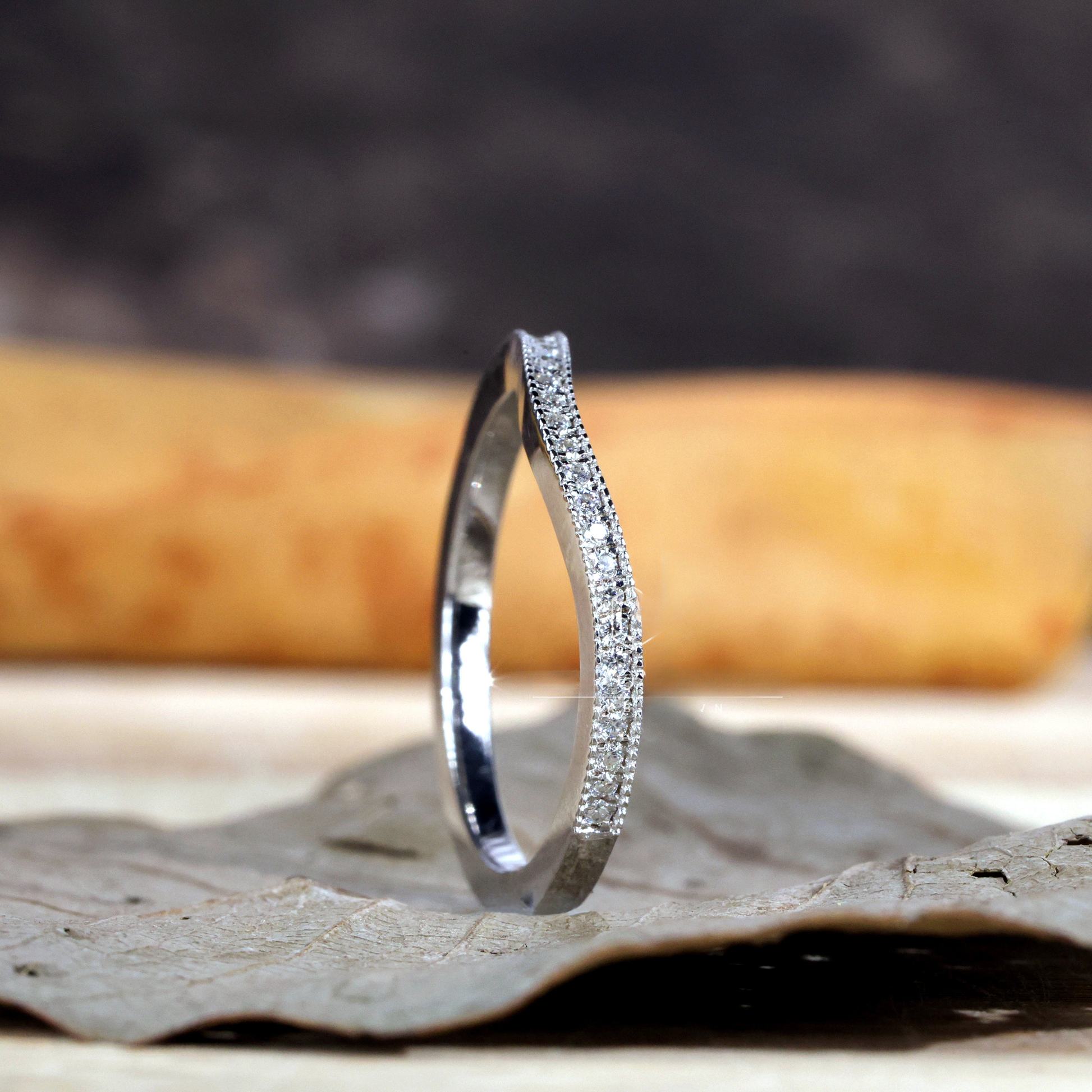 Round Lab Grown Diamond Eternity Band, Curved Wedding Band, Stackable Band