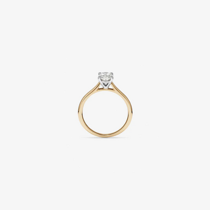 1.00 Carat TW Oval Solitaire Engagement Ring in 14kt Yellow and White Gold