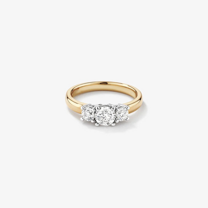 1.00 Carat TW Three Stone Round Brilliant Diamond Engagement Ring in 14kt Yellow and White Gold