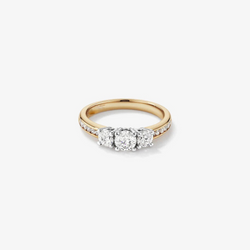 1.00 Carat TW Three Stone Round Brilliant Diamond Engagement Ring in 14kt Yellow and White Gold