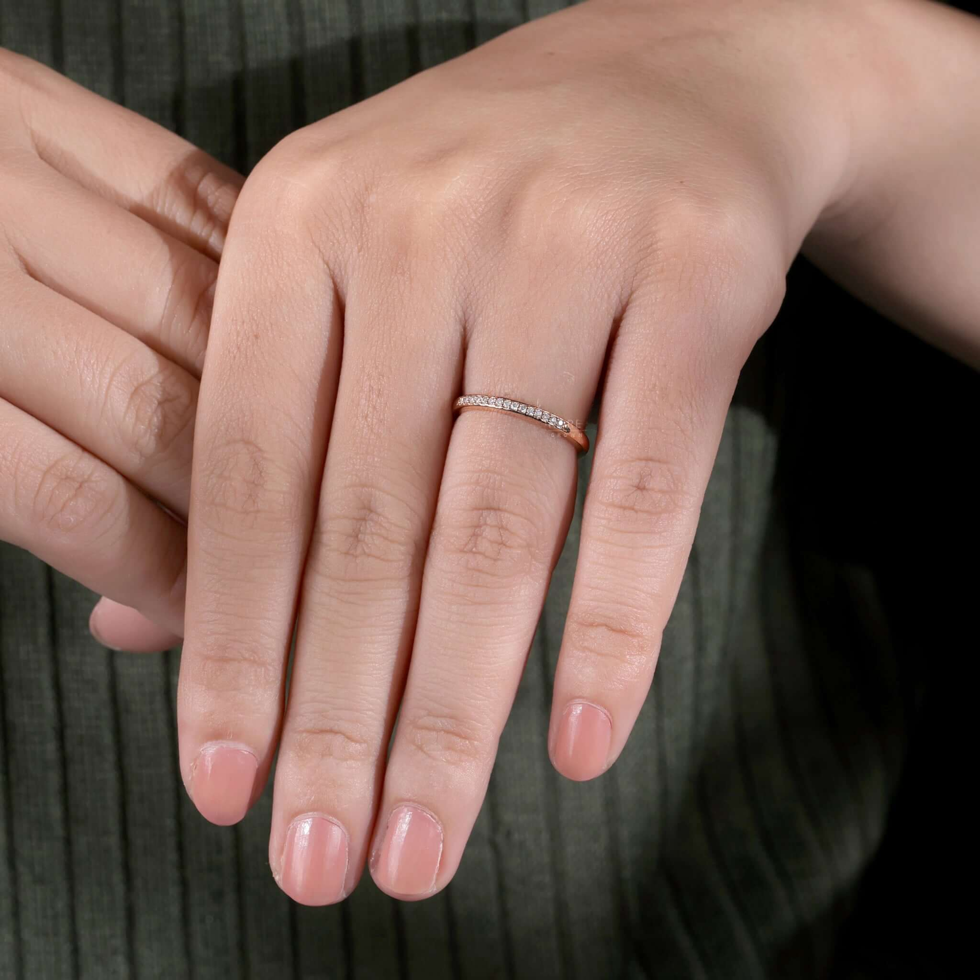 1.0 MM Round Lab Grown Diamond Eternity Wedding Band, Stackable Ring
