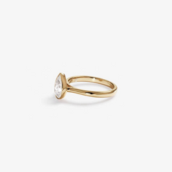 1.25 Carat TW Pear Cut Laboratory-Grown Diamond Solitaire Bezel Set Engagement Ring in 14kt Yellow Gold