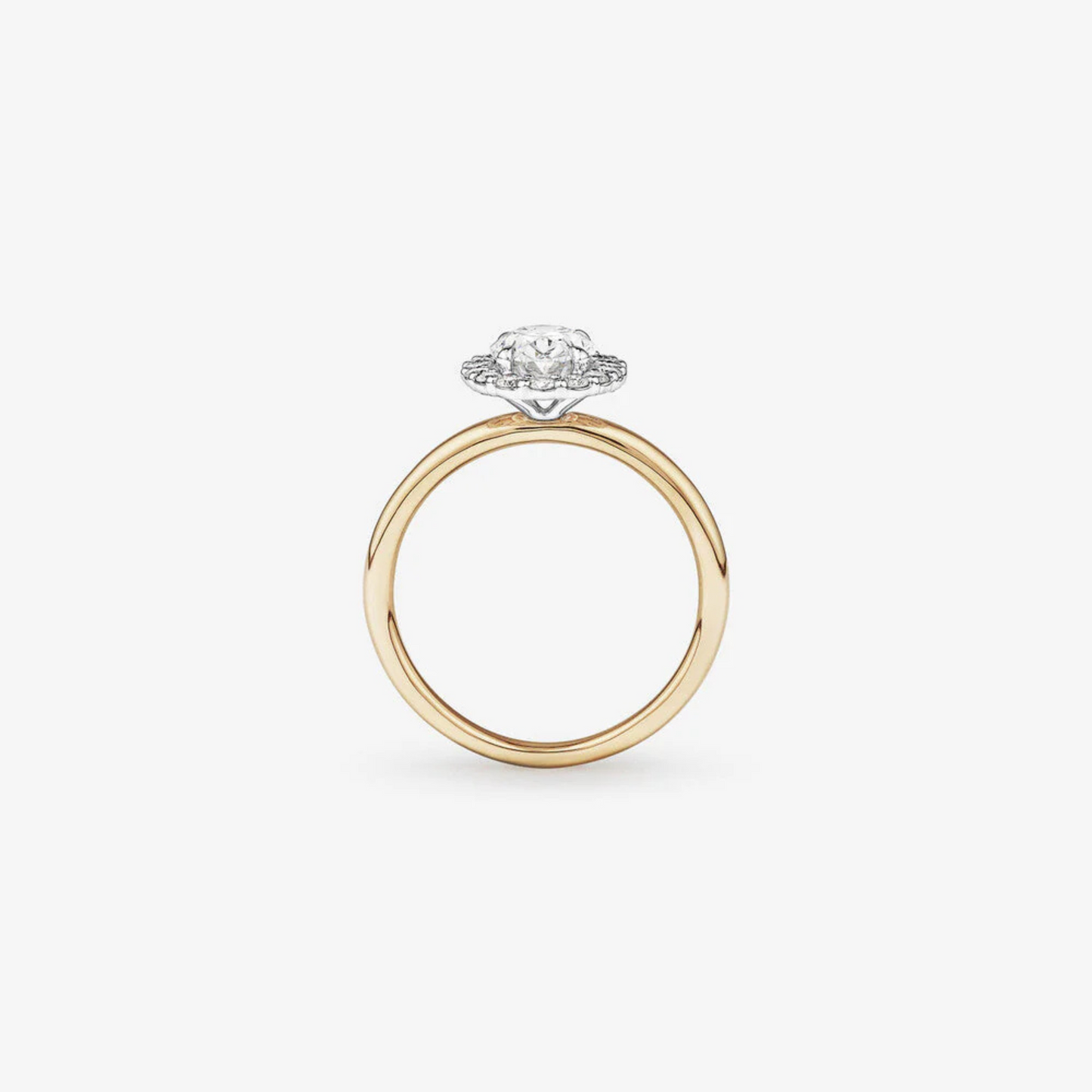 1.46 Carat TW Oval Cut Laboratory-Grown Diamond Halo Engagement Ring in 14kt Yellow and White Gold