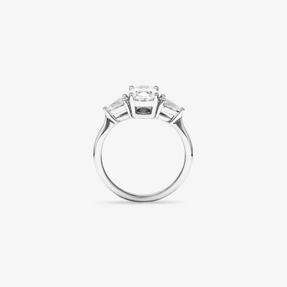 1.65 Carat TW Three Stone Oval and Pear Shaped Laboratory-Grown Diamond Engagement Ring in 14kt White Gold