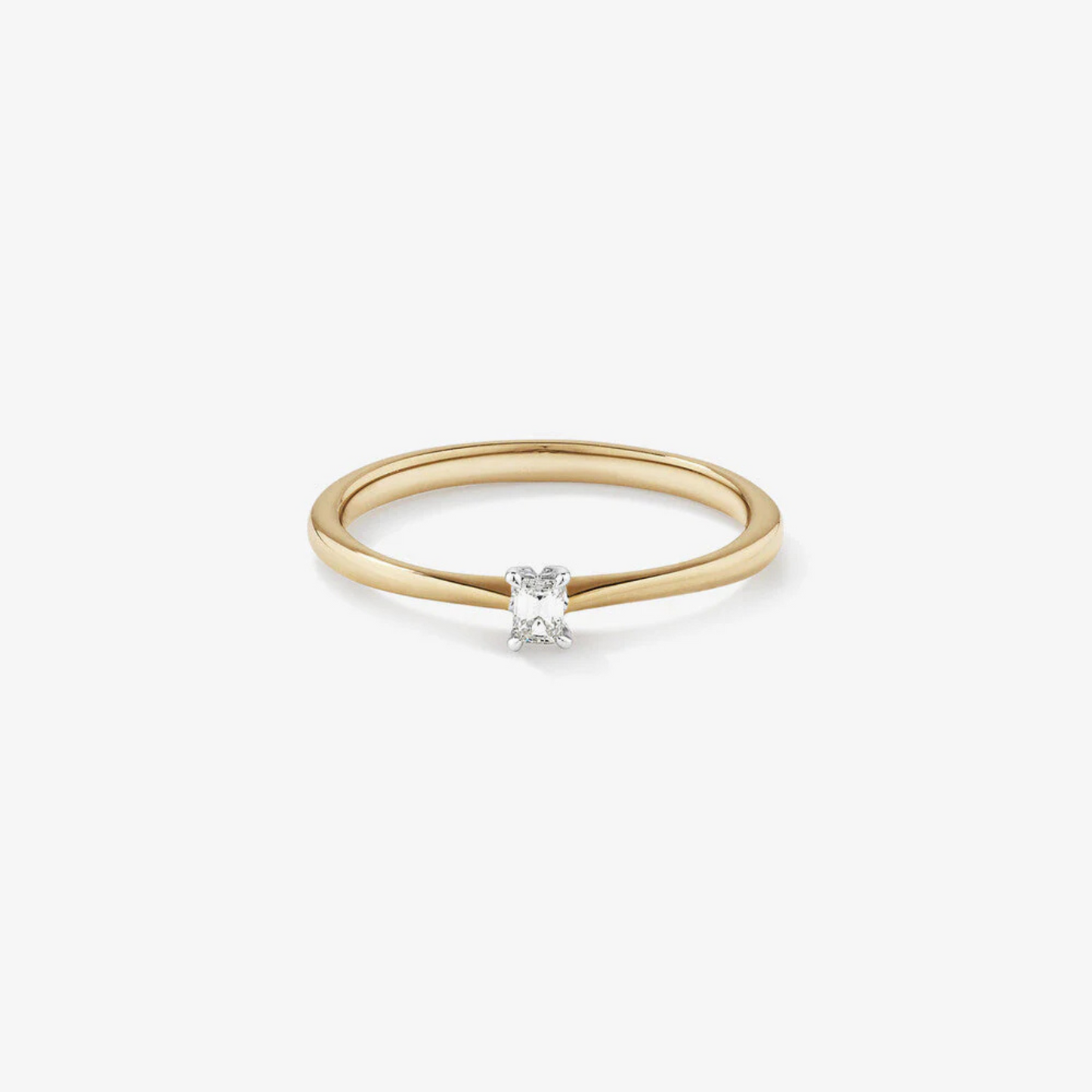 Emerald Cut Diamond Solitaire Promise Ring in 14kt Yellow and White Gold