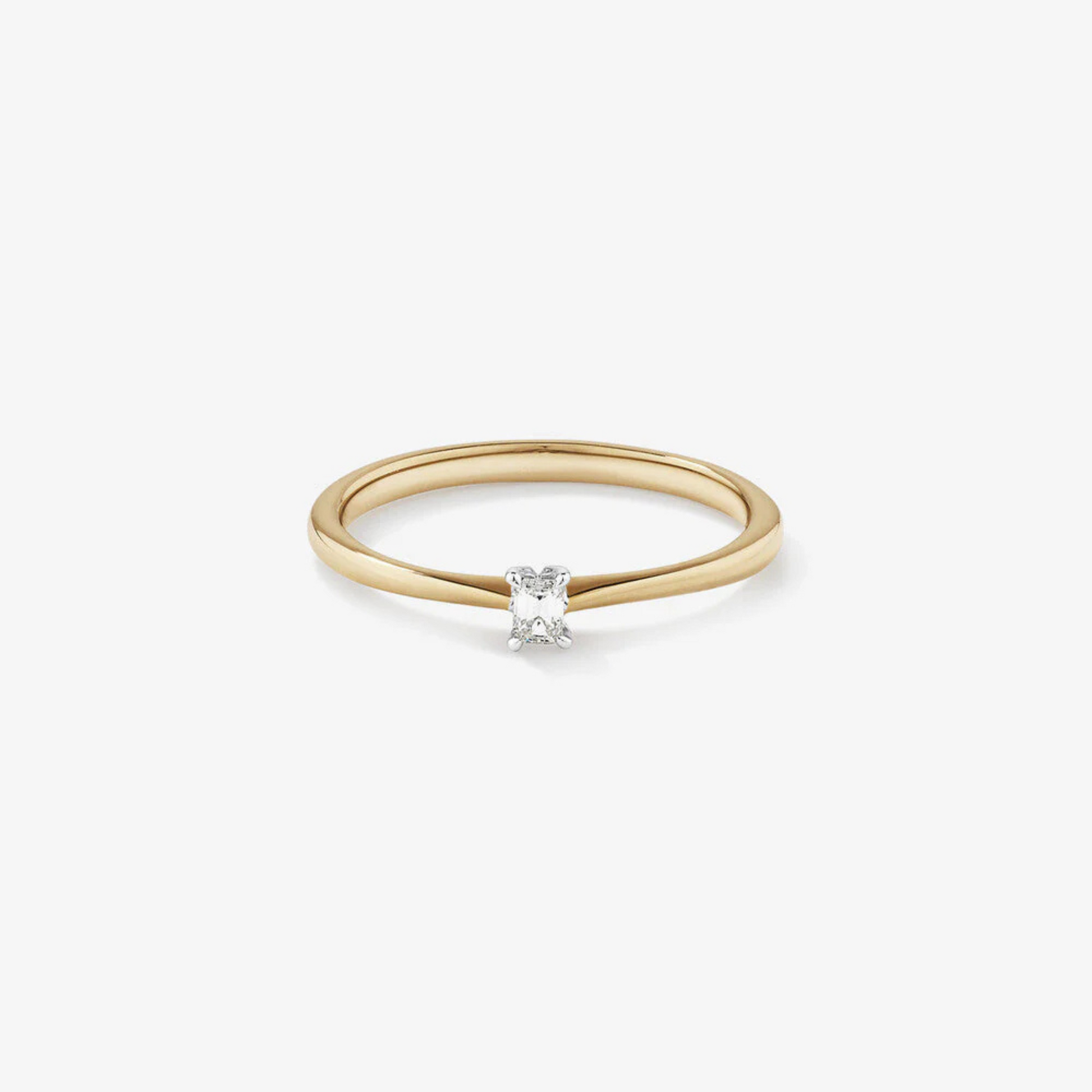 Emerald Cut Diamond Solitaire Promise Ring in 14kt Yellow and White Gold