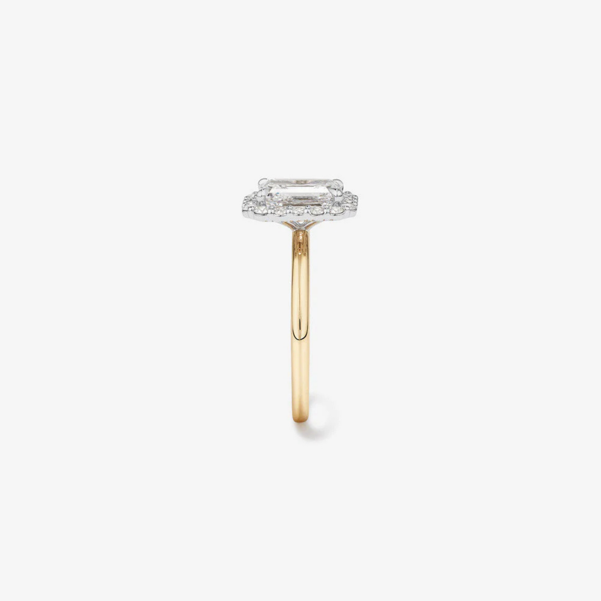 2.34 Carat TW Emerald Cut Laboratory-Grown Diamond Halo Engagement Ring in 14kt Yellow and White Gold