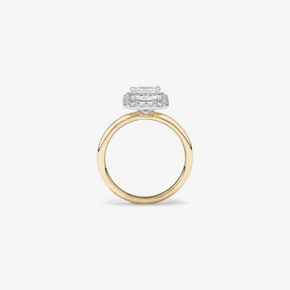 2.34 Carat TW Emerald Cut Laboratory-Grown Diamond Halo Engagement Ring in 14kt Yellow and White Gold