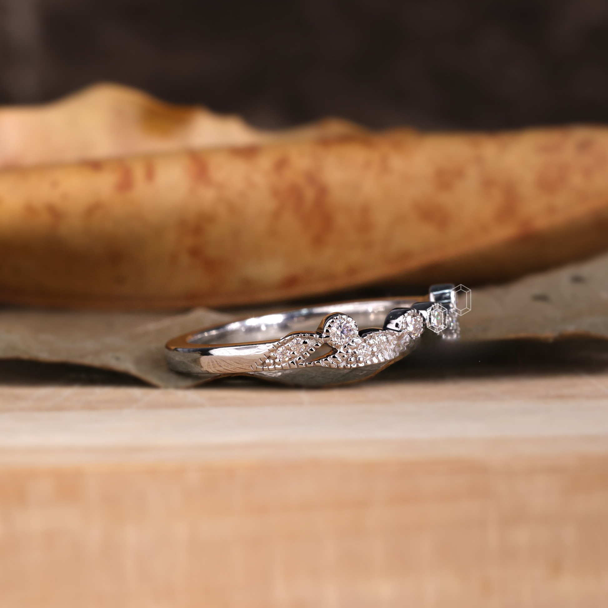 Round Lab Created Diamond Wedding Band, Edwardian Style Band