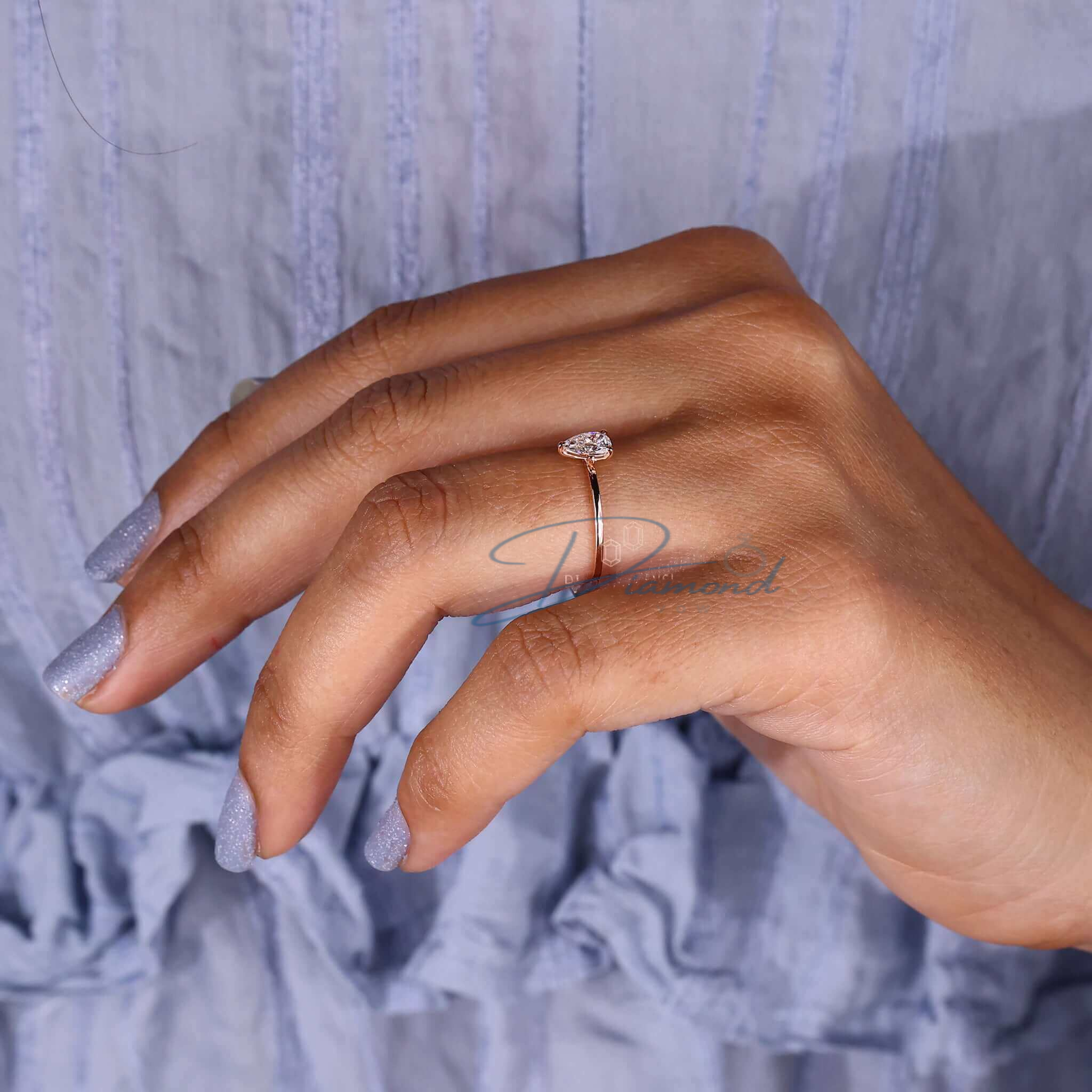 Pear Shaped Lab Grown Diamond Engagement Ring for Women