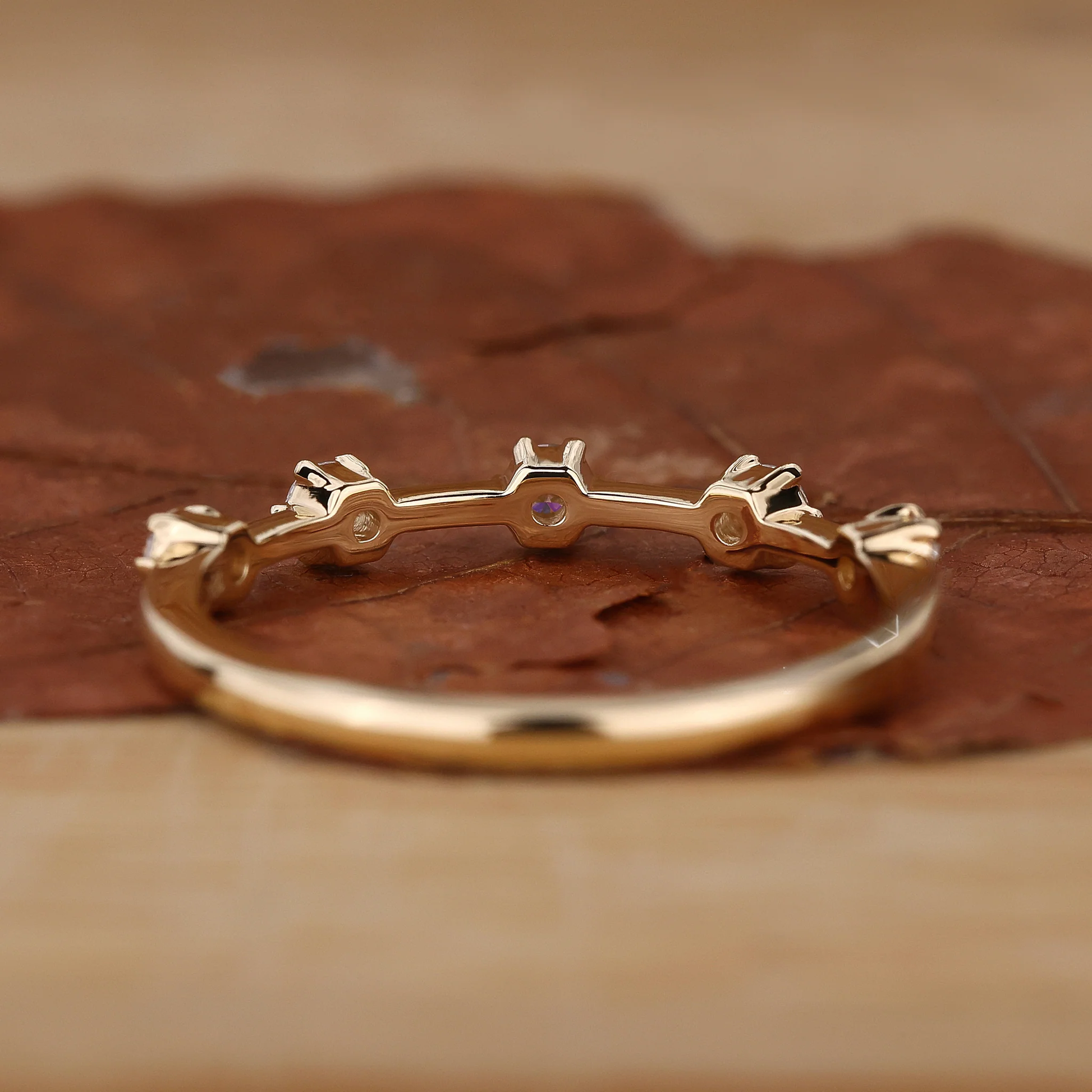 5 stone wedding band - Distance Pave