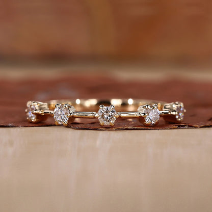 5 stone wedding band - Distance Pave