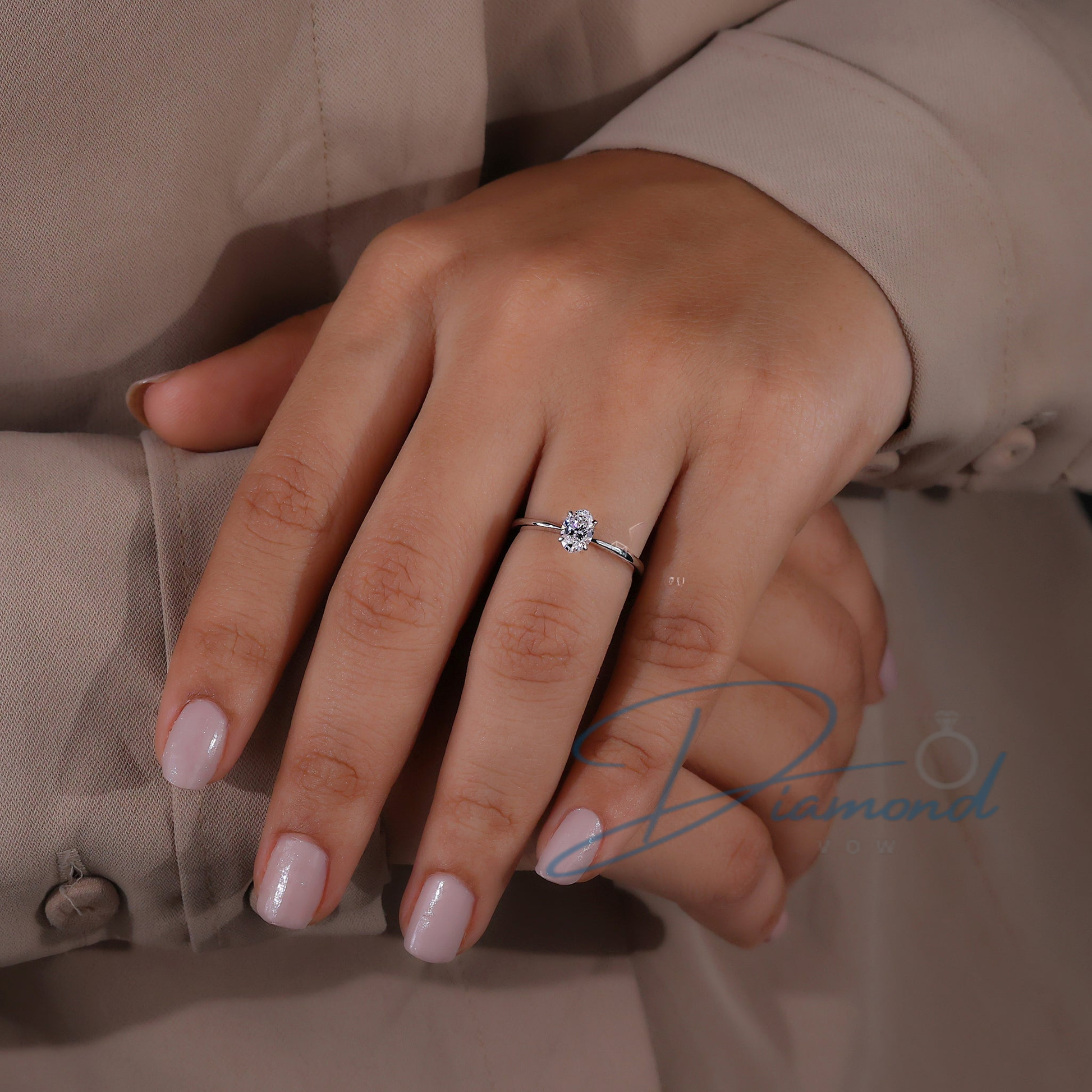 Oval Solitaire Engagement Ring with Tapered Shank