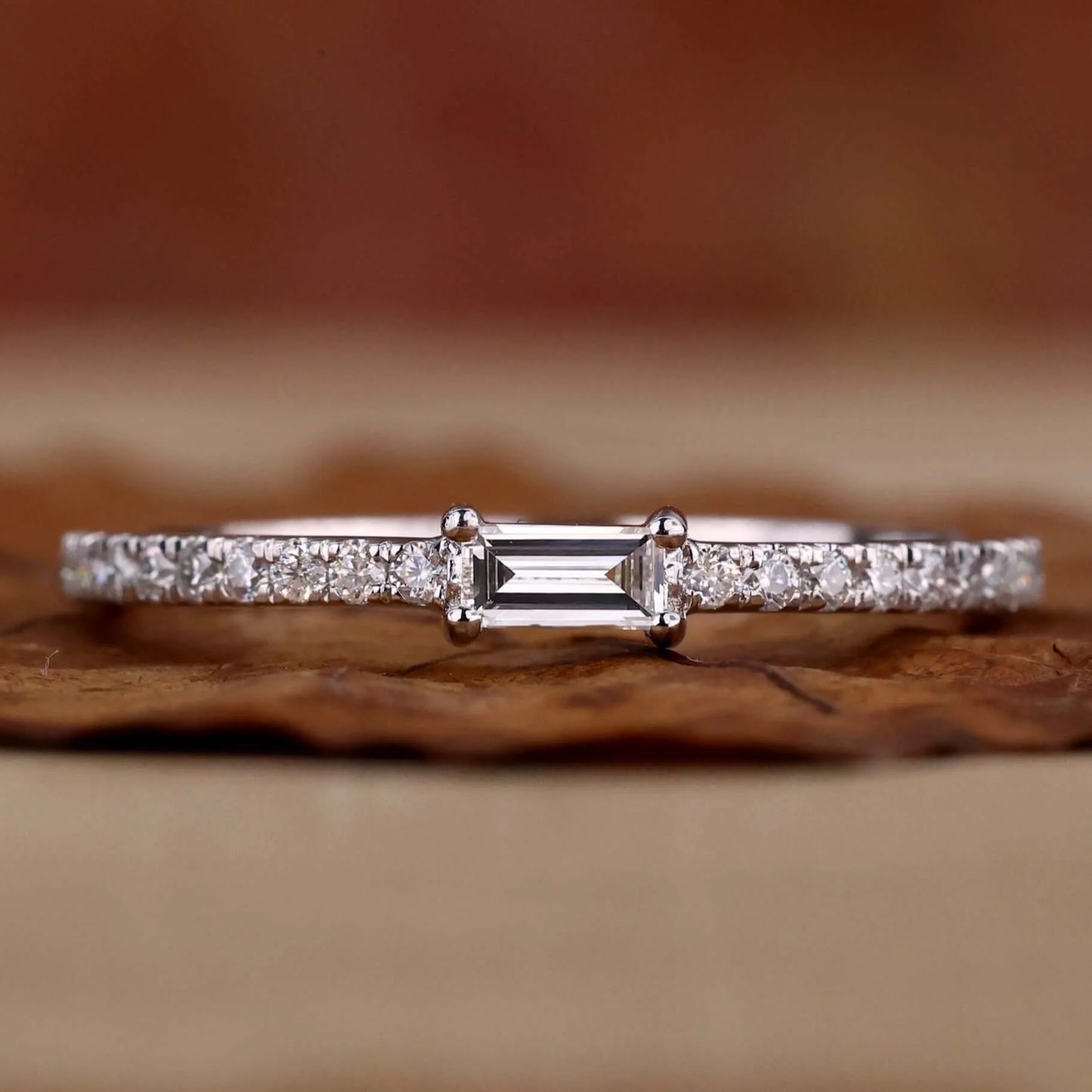 Baguette Cut EFVS Lab Grown Diamond Minimalist Wedding Band