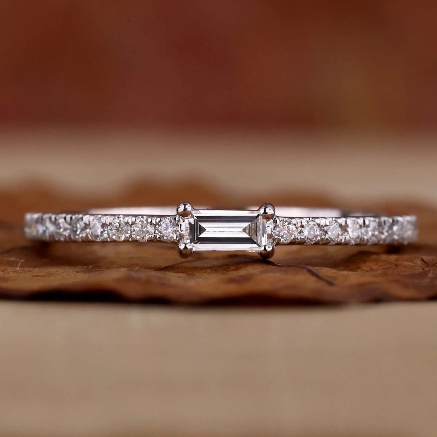 Baguette Cut EFVS Lab Grown Diamond Minimalist Wedding Band