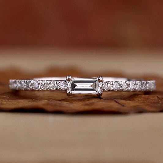 Baguette Cut EFVS Lab Grown Diamond Minimalist Wedding Band