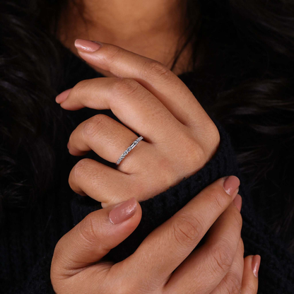 Elegant Wedding Band with Baguette and Round EF-VS Lab Grown Diamonds