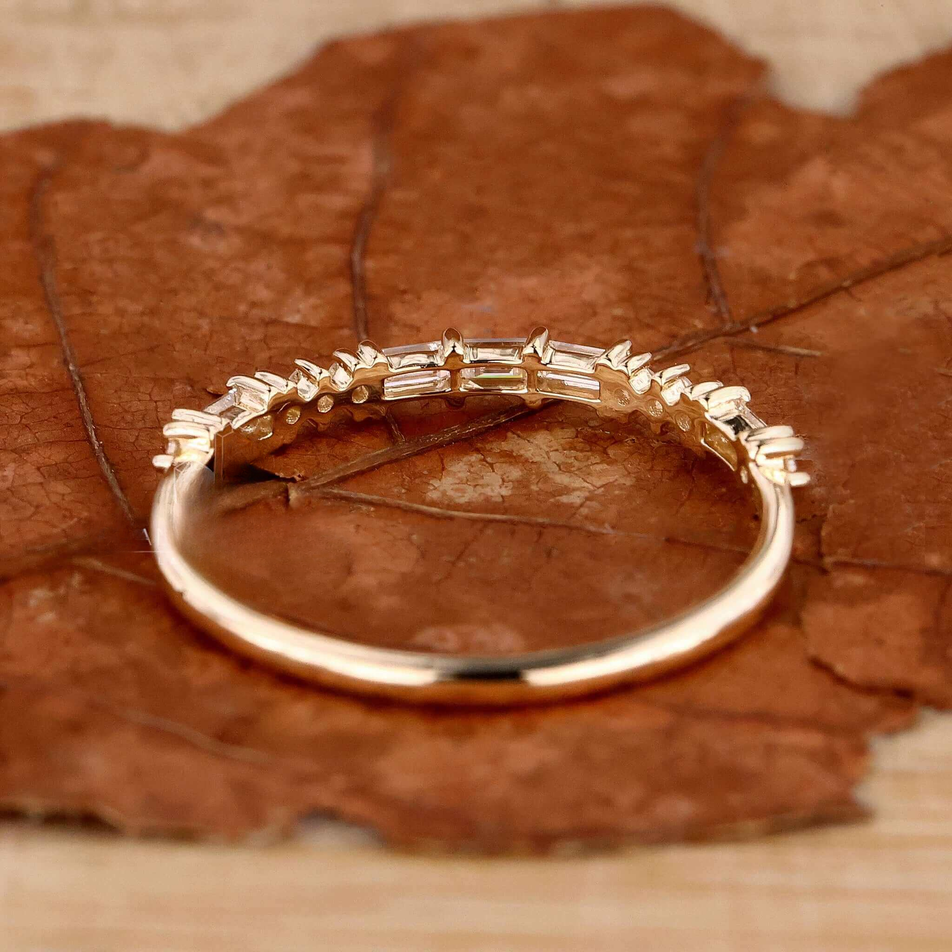 Baguette and Round Lab Grown Diamond Wedding Band Eco Friendly Choice