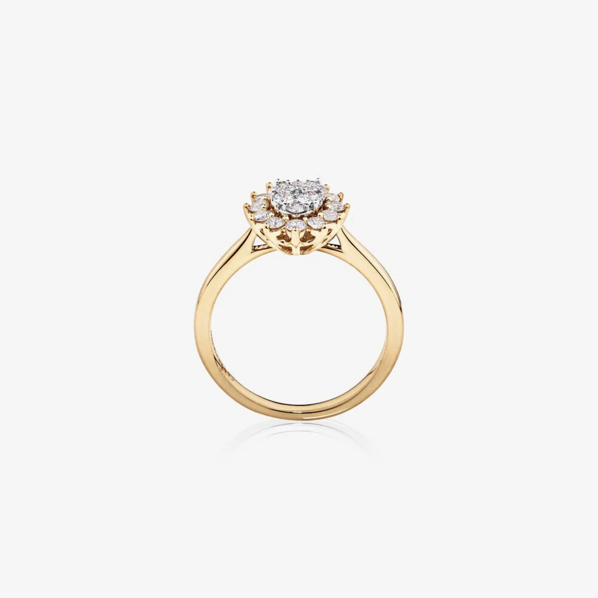 Cluster Ring with 0.62 Carat TW of Diamonds in 14kt Yellow Gold