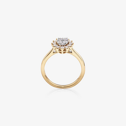 Cluster Ring with 0.62 Carat TW of Diamonds in 14kt Yellow Gold