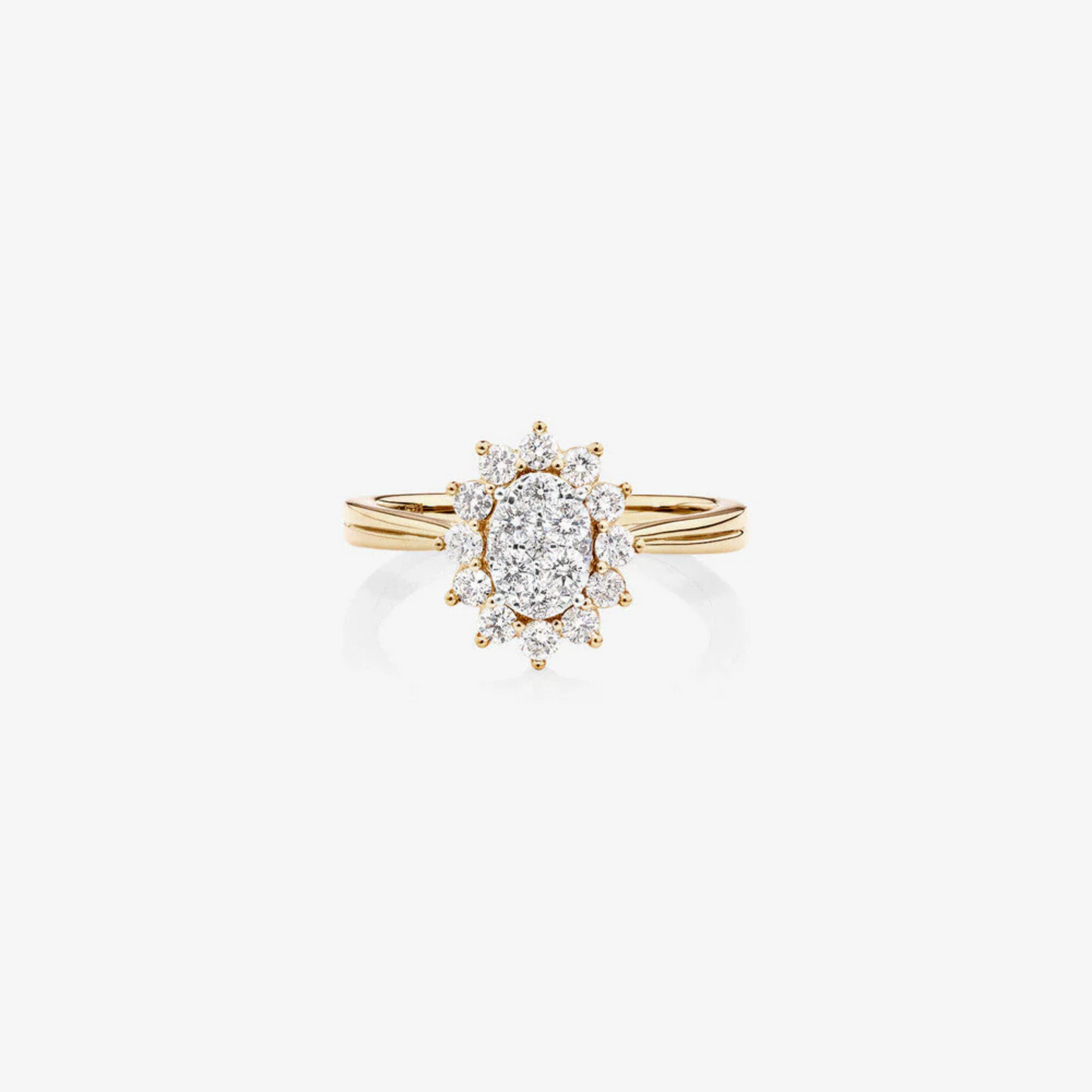 Cluster Ring with 0.62 Carat TW of Diamonds in 14kt Yellow Gold