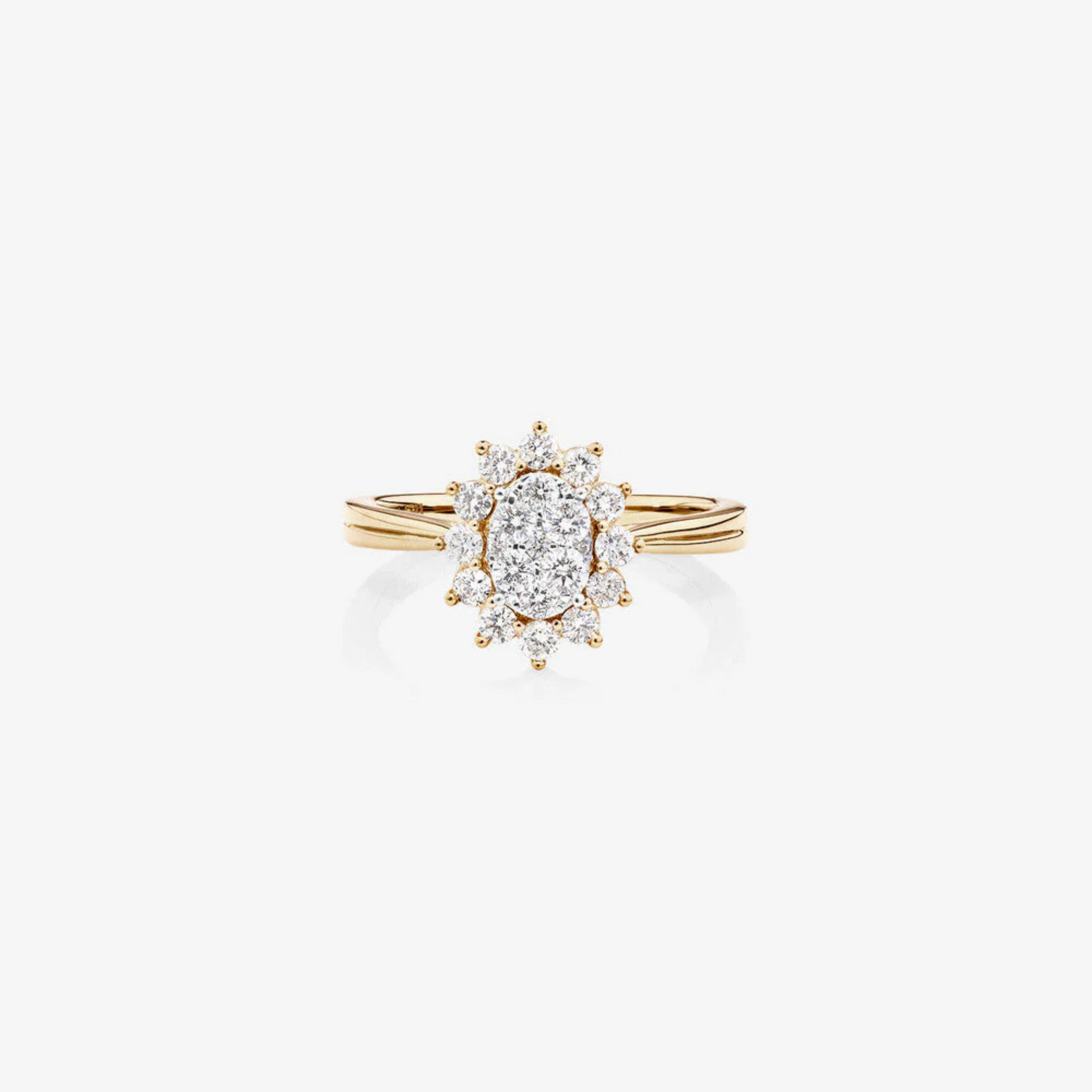 Cluster Ring with 0.62 Carat TW of Diamonds in 14kt Yellow Gold
