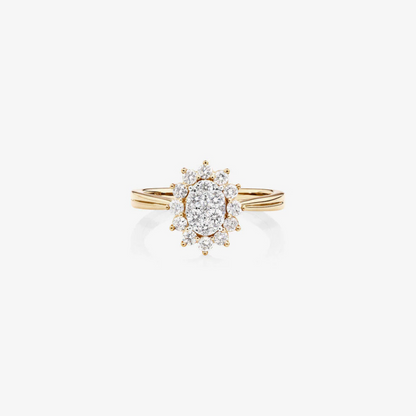 Cluster Ring with 0.62 Carat TW of Diamonds in 14kt Yellow Gold