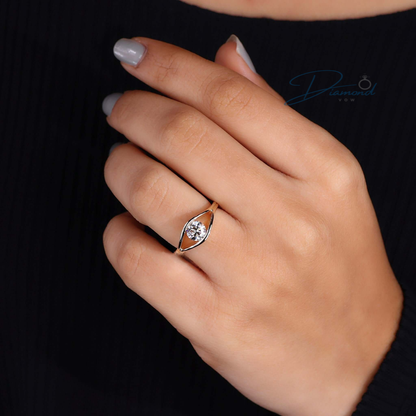 Eye Shape Round Lab Grown Diamond Solitaire Engagement Ring