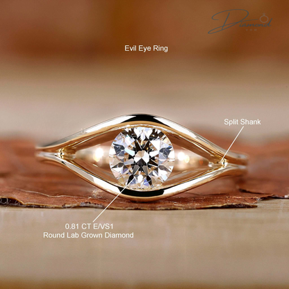 Eye Shape Round Lab Grown Diamond Solitaire Engagement Ring